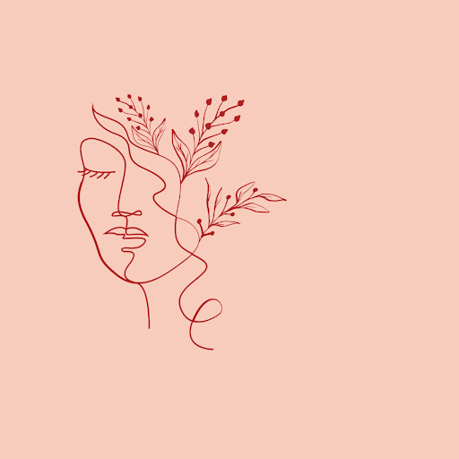 woman and plants growing together